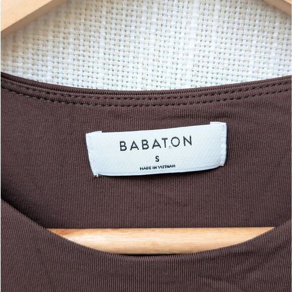 Aritzia Babaton Brown Contour Crewneck Short Sleeve Bodysuit, size S - Picture 3 of 8